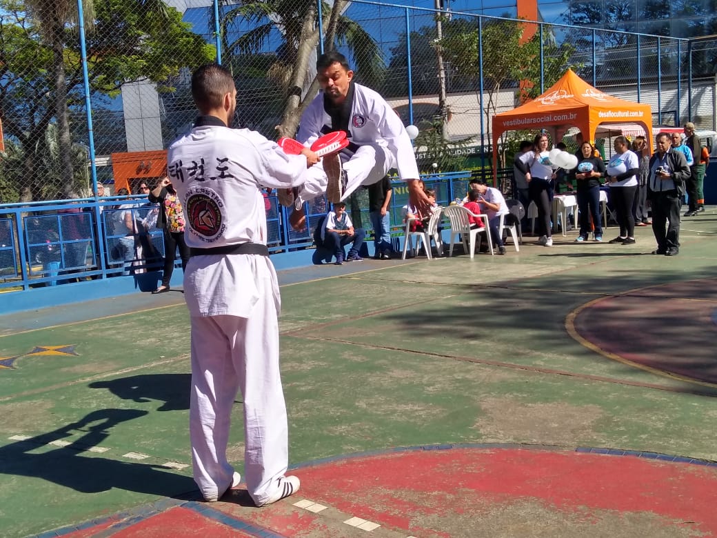 lutadores realizando golpe com as pernas